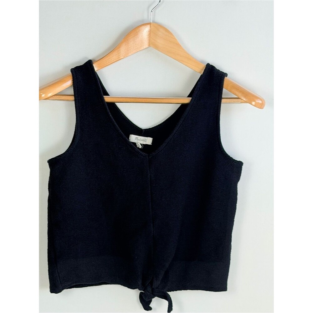 Madewell Black Tie Front Sweater Tank Sleeveless Knit Top Small